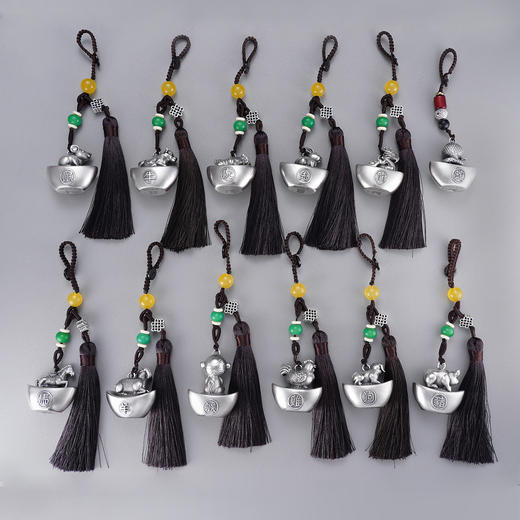 子佩集【祥瑞福辏】S999银钥匙扣【BX0280959】十二生肖元宝原创作品招财进宝可转动2509 商品图1