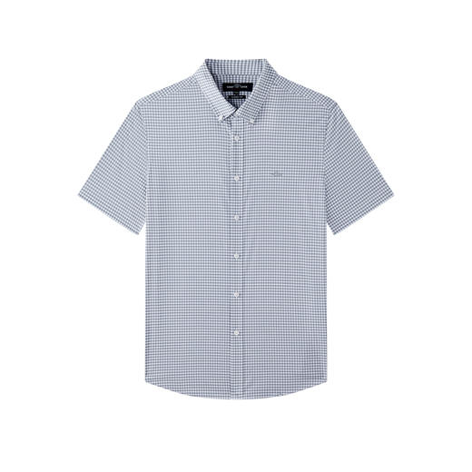 德鲨鲨鱼棉质短袖格子衬衣男青年2026夏新款休闲打底上衣弹力衬衫 商品图4