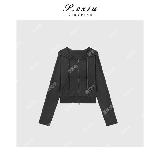 03-4潘依绣丁丁宠粉韩系连帽抽绳口袋拉链帽衫Q61470 商品图0