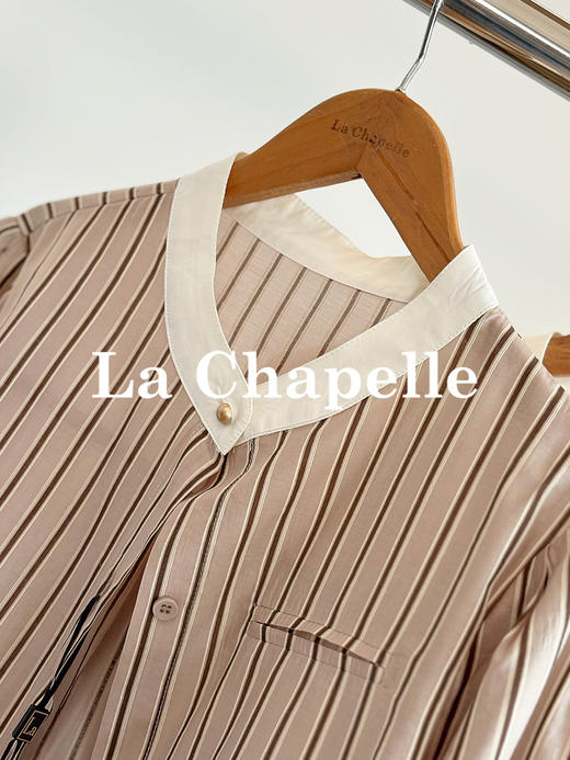 专柜实拍【莱赛尔！高品质】拉夏贝尔/La Chapelle法式撞色领气质慵懒感百搭衬衫极简通勤风上衣女 商品图9
