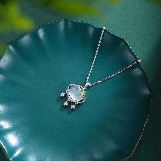 子佩集【竹锁清欢】S925银套链【XL090299】白玉髓锁珐琅彩竹叶项链2509 商品图5