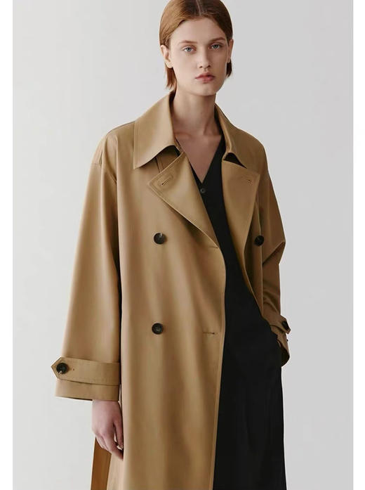 直发  IC 丝羊毛精纺平纹布翻领风衣 奢牌风衣 商品图1