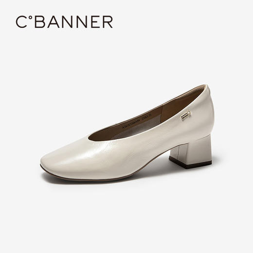 【静音系列】千百度粗高跟裸色羊皮鞋女2026春季新款通勤浅口单鞋A26187266 商品图1