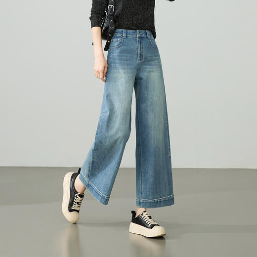 【春新品！九分阔腿裤】逸阳春季新款九分宽松显瘦小个子牛仔裤9160V 商品图8