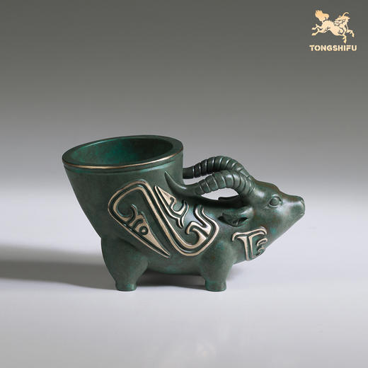 铜师傅 陕西历史博物馆系列《镶金兽首玛瑙杯铜摆件》青铜摆件 商品图3