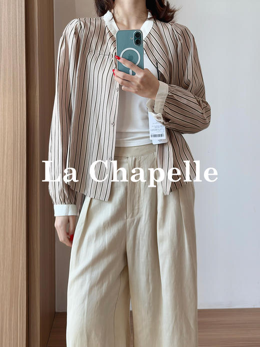 专柜实拍【莱赛尔！高品质】拉夏贝尔/La Chapelle法式撞色领气质慵懒感百搭衬衫极简通勤风上衣女 商品图3