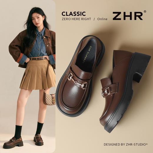 ZHR则则厚底乐福鞋增高5cm英伦单鞋女2025新款小皮鞋通勤女鞋 商品图1