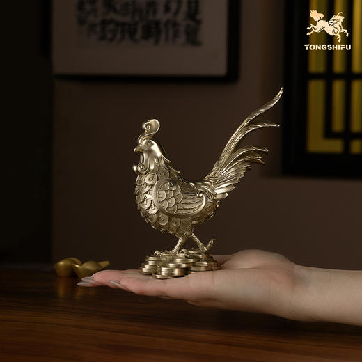 铜师傅《多宝母鸡》《多宝公鸡》生肖鸡铜摆件 新居乔迁开业礼物 商品图6