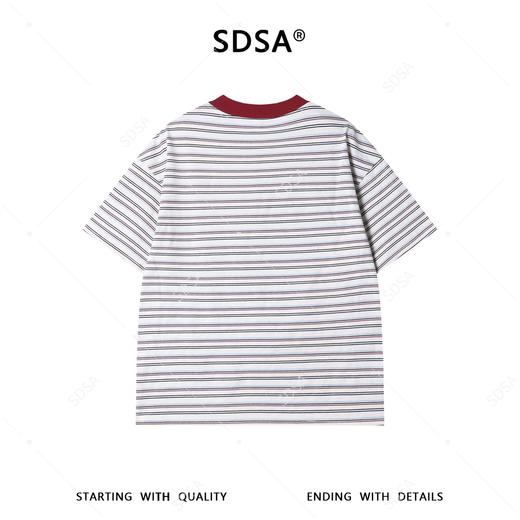 26T160SDSA男装2026新款高贵轻奢时尚撞色斜纹短袖T恤百搭领口拼接宽松 商品图4