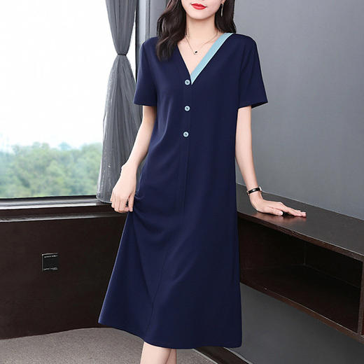 V领连衣裙女夏2026年新款显瘦遮肉胖mm大码女装今年流行爆款裙子 商品图2