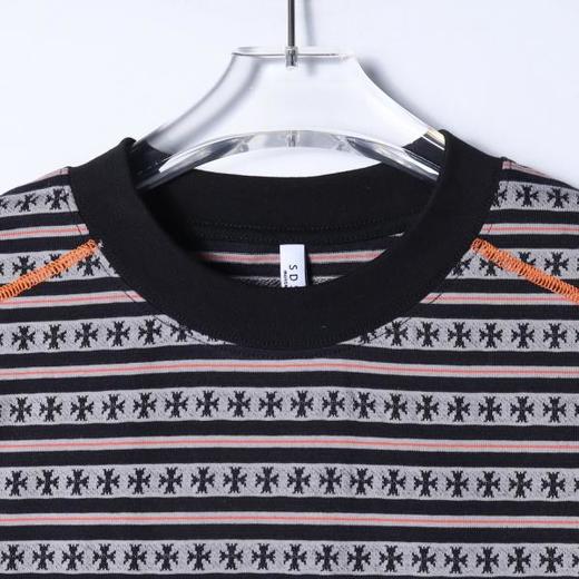 SDSA男装2026新款高贵轻奢潮牌十字条纹圆领短袖T恤明线设计百搭 商品图1