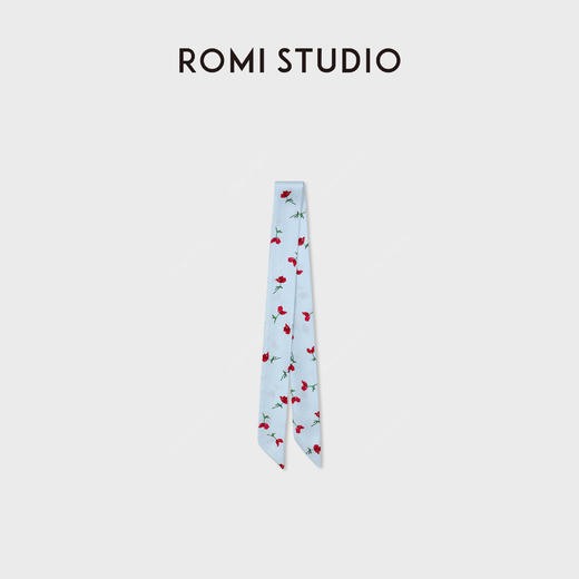ROMI STUDIO100%桑蚕丝斜纹绸双面印花细窄丝巾领巾RWCRPY7572 商品图4