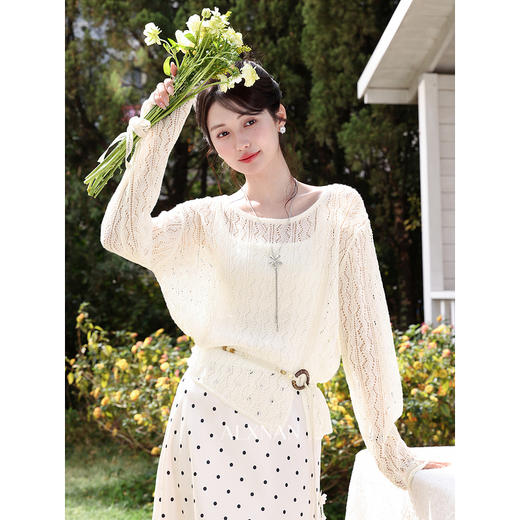 鹿向南「云絮织光」温柔氛围感穿搭女夏季最新款百搭高级针织上衣 商品图3