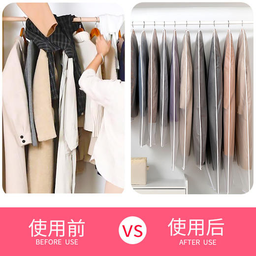 【5个装！衣服防尘罩 】衣服防尘罩 家用可水洗大衣防尘袋  防水透明挂式衣物挂衣袋西装套 商品图3