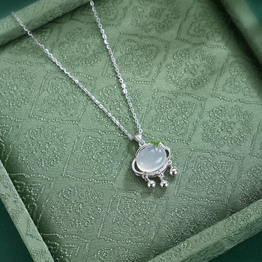 子佩集【竹锁清欢】S925银套链【XL090299】白玉髓锁珐琅彩竹叶项链2509 商品图2