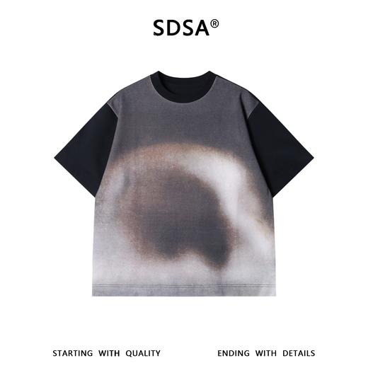 9026SDSA男装2026新款高贵轻奢渐变晕染撞色短袖T恤抽象印花高街上衣 商品图5