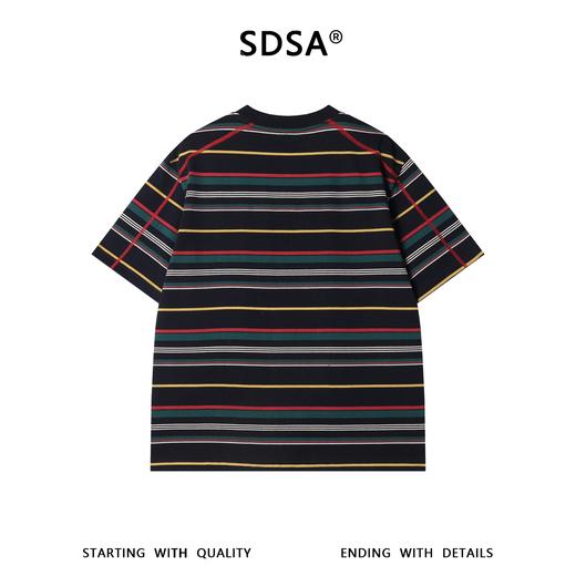SDSA男装2026新款高贵轻奢复古撞色条纹设计短袖T恤缝线时尚百搭 商品图4