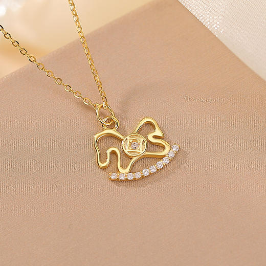 【马上顺遂】S925纯银镀金木马年本命年生肖马套链【CW-XL00479】 商品图2