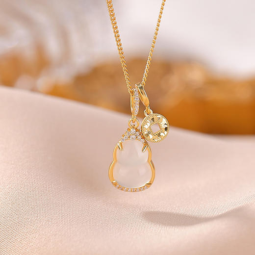 【清禄】S925纯银镀金玉髓葫芦吊坠套链【CW-XL00531】 商品图2