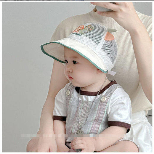 宝宝帽子夏季薄款透气网眼大帽檐遮阳防晒鸭舌棒球帽男女童太阳帽 商品图3