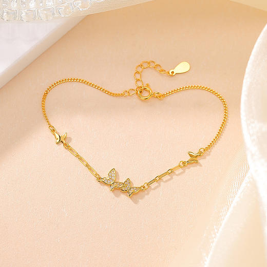 【福蝶翩翩】S925纯银镀金蝴蝶手链【CW-SL11941】 商品图2