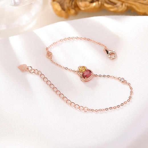 【福禄鸿禧】S925纯银镀玫瑰金碧玺葫芦手链【CW-SL11963】 商品图1