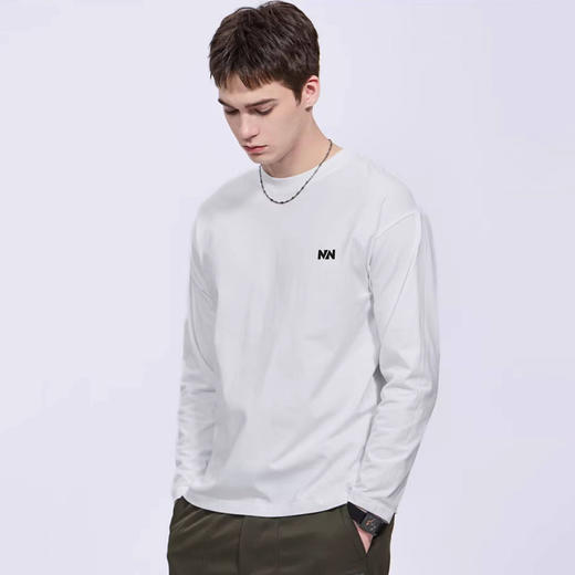 半身缘男装 春季简约亲肤内搭棉感长袖T恤261312U01110215 商品图1