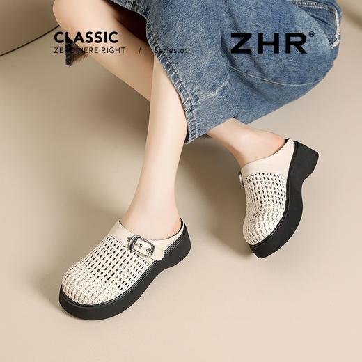 ZHR则则透气洞洞包头拖鞋女2025新款外穿一脚蹬勃肯半拖厚底拖鞋 商品图6