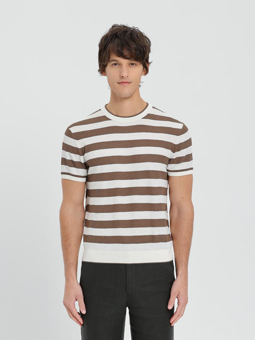 callisto白棕条纹圆领T恤 商品图2