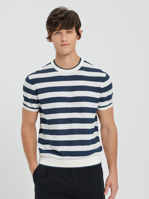 callisto白棕条纹圆领T恤 商品图7