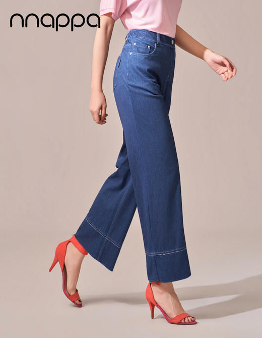 26春夏新款大斜纹九分法棍绣花直筒裤PA29413 商品图2