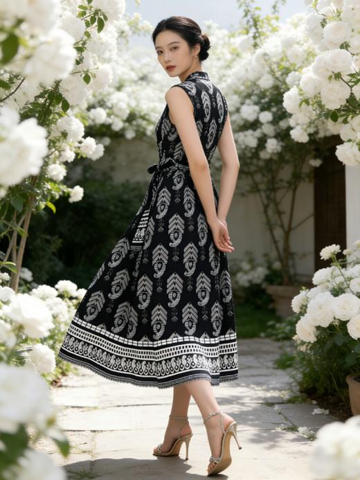 SC2S60_漆黑色_连衣裙_夏季_立领无袖V门襟系带收腰民_高级女装_BERNIEELEN 伯妮斯茵 商品图3