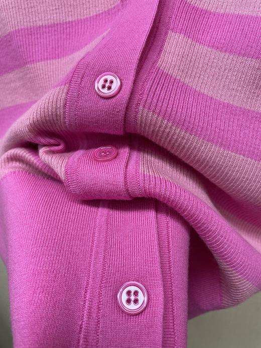 精纺羊毛条纹V领开衫 商品图4