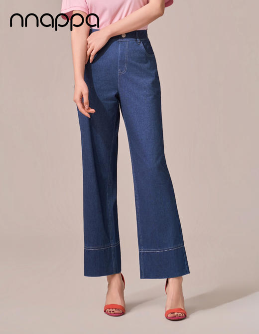 26春夏新款大斜纹九分法棍绣花直筒裤PA29413 商品图1