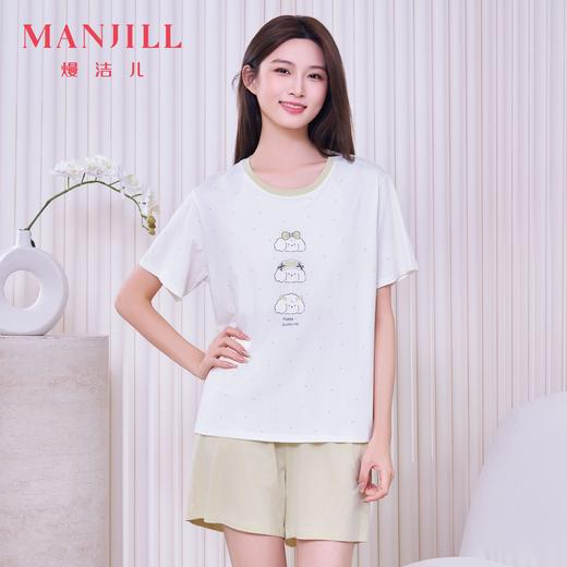 【商场同款】熳洁儿带杯垫家居服莫代尔棉短袖短裤套装撞色26203212 商品图1