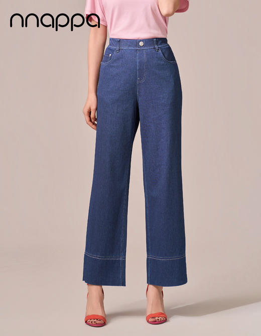 26春夏新款大斜纹九分法棍绣花直筒裤PA29413 商品图0