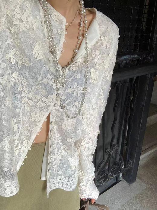 F031859春季新款重工刺绣闪片立体水溶蕾丝新中式衬衫 商品图3