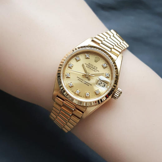 【95新】ROLEX 劳力士69198天文台认证自动机械机芯日期显示26MM（女款）日志型系列18K黄金010326TJ03 商品图7