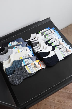 五双一卖 日单元单 男士船袜防滑不掉跟透气跟脚隐形袜 PJ080