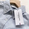 F031831春秋新款宽松直简大廓形条纹纯棉牛津衬衫单排扣立领衬衣 商品缩略图5