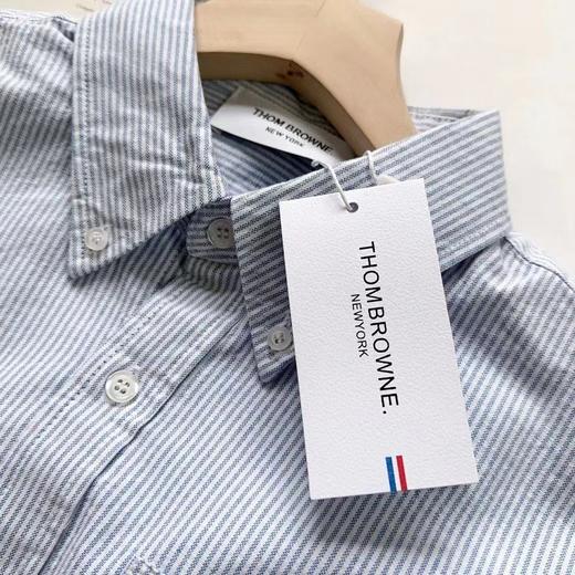 F031831春秋新款宽松直简大廓形条纹纯棉牛津衬衫单排扣立领衬衣 商品图5