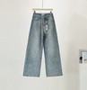 F031816蓝色烟花烫钻阔腿牛仔裤女春季新款高腰宽松显瘦直筒拖地裤 商品缩略图0