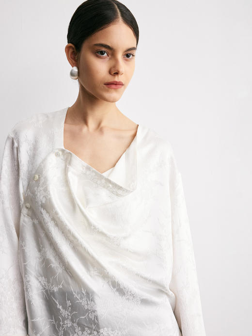 YANYI CHANG｜91960491 中式斜襟真丝提花衬衫 [ 雅白 ] 商品图6