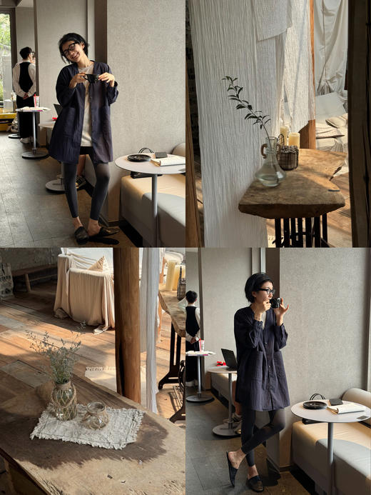 ROW风单排扣文艺慵懒感V领衬衫风衣外套 商品图0