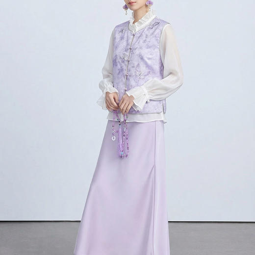 「自」全新升级【铂金会员220/天猫289/差价69】(14314)洛诗琳新中式国风薄纱马甲女2026年轻款重工刺绣无袖上衣 商品图2