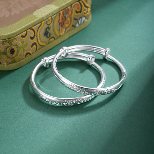 子佩集【穗穗清福】S999银童镯【YHSZ0138】儿童叶子麦穗2509 商品图3