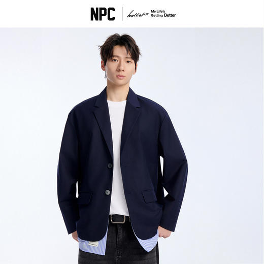 NPC潮牌绵羊毛混纺衬衫西服假二件简约复古2粒扣春上新NP61TJ05 商品图0