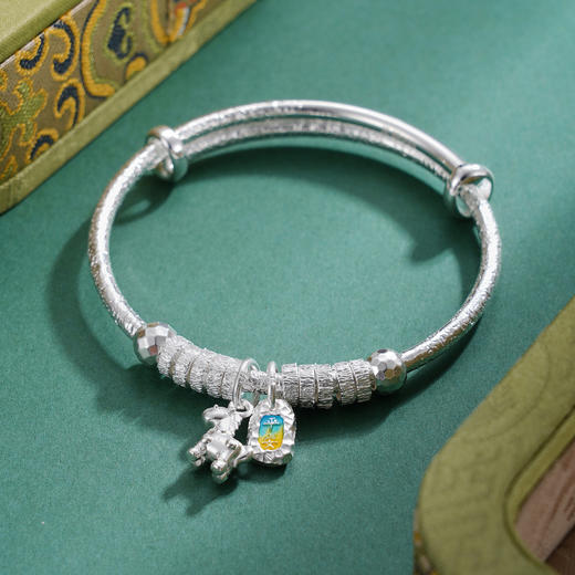子佩集【马上幸福】S999银童镯【YHSZ0139】儿童珐琅彩平安儿童2509 商品图4