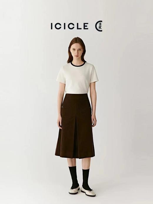 F0318113女装2026春季新款棉针织布T恤撞色圆领休闲短袖 商品图5