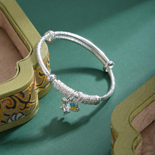 子佩集【马上幸福】S999银童镯【YHSZ0139】儿童珐琅彩平安儿童2509 商品图7